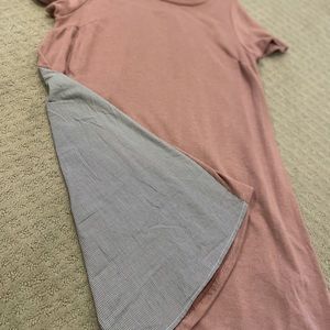 Mauve Striped Contrast Back Short Sleeve Dress